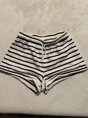 H&M Black & White Striped Athletic Lounge Shorts